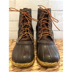 LL Bean Womens Brown Leather Rubber Bottom Duck Boots Size 9 M